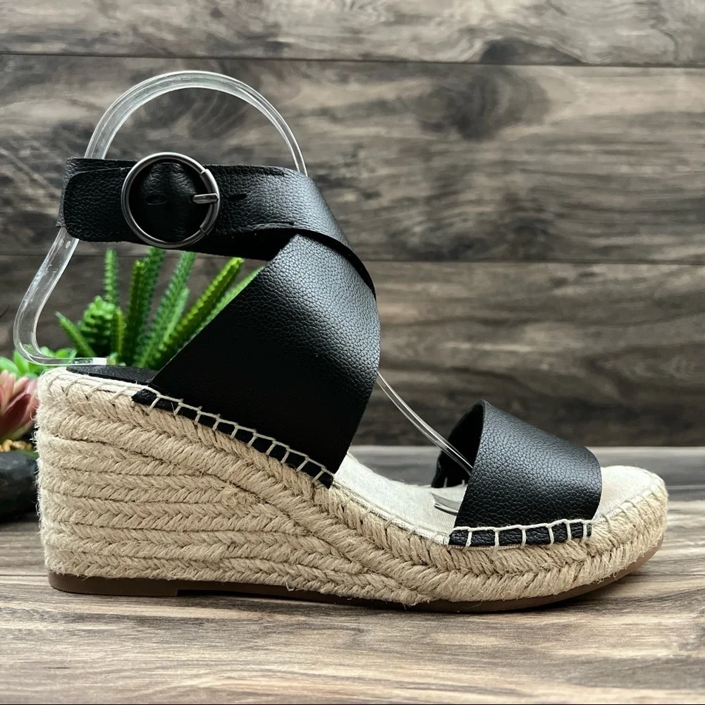 NEW Splendid Addie Leather Ankle Strap Espadrille Wedge Sandal 8M